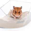 Niteangel Small Animal Sand-Bath Box - Acrylic Critter's Sand Bath Shower Room & Digging Sand Container for Hamsters Mice Lemming Gerbils or Other Small Pets (Fan-Shaped, Transparent)