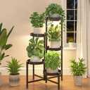 iDavosic.ly Plant Stand Indoor with Grow Light, 5 Tier Corner Metal Flower Display Holder Shelf, Easy Assembly Folding Tall Orchid Rack for Patio Balcony Porch Garden Living Room House, Black