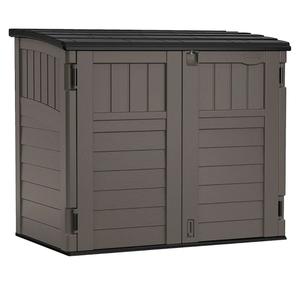 Suncast Outdoor Storage Shed for Backyard and Garden, Horizontal, 4' x 2.5', Stoney Grey - Portable Utility Deck and Cabinet for Tools, Equipment, and Garbage