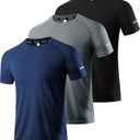 Boyzn 3 Pack Men's Workout Running Shirts, Dry Fit Moisture Wicking T-Shirt, Gym Athletic Short Sleeve Tee Shirts (X-Large, 3 Pack-black/Navy/Dark Grey)