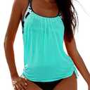 SHESHOW Cowgirl Style Tankini Swimsuits for Women Scoop Neck Ruched Blouson and Bottom 2 Piece Bathing Suits M