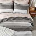 Andency Oversized King Quilt Bedding Set, 120x98Inch Dark Grey Stripe Super King Bedspread Coverlet 3 Pieces, Soft Lightweight Patchwork Quilted Bed Set for All Season (1 Quilt, 2 Pillowcases)
