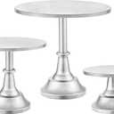 HBlife 3-PCS Silver Cake Stand Set (8"/10"/12" Plate) for 6-10 Inch Cakes, Perfect Dessert Table Display Set, Cupcake&Cake Stands for Party, Wedding, Birthday, Baby Shower, Anniversary (Metal)