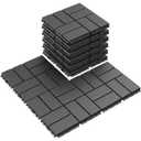 Goovilla Plastic Interlocking Deck Tiles, 9 Pack Outdoor Patio Flooring, 12"x12" Interlocking Decking Tile Outdoor All Weather Use, Waterproof Patio Pavers for Pool Balcony Backyard Porch, Dark Grey