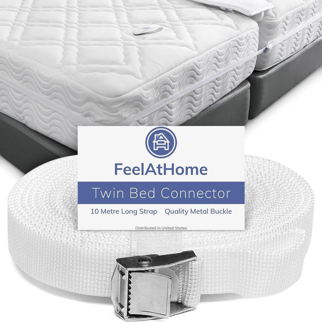 FeelAtHome Twin Bed Converter - Twin to King Mattress Joiner, 33ft Long Connecting Strap