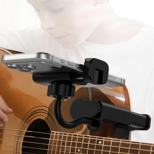 Guitar Phone Holder for Guitars/Ukulele/Bass/Guitar, Adjustable Rotatable Guitar Clip Designed for Guitar Players Ideal for Recording Equipment Accessories Guitar Mount Gifts for Men