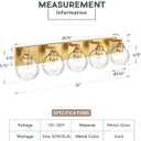 Bathroom Light Fixtures, 5 Light Brushed Gold Vanity Light, 32 Inch Modern Wall Sconces with Globe Clear Glass Shade, Vanity Lighting Fixtures Over Mirror, VL195-BG-CL-5