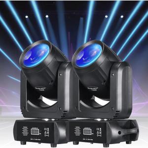 Moving Head Light 2 Pack 150W LED Beam Stage Light 8 Colors 8 Gobos DJ Lights Moving Head Infinite Rotating 18-Facet Prisms Spot Sound Activated DMX for Wedding Live Show Christmas Party