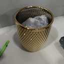 Modern Golden Small Trash Can Wastebasket, Garbage Container Bin for Bathrooms, Powder Rooms, Kitchens, Home Offices - Durable Ceramics - Round