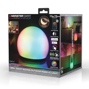 Monster Smart Illuminessence Orb RGBWIC Color Flow Portable LED Light Ball, Indoor/Outdoor Use, 7”