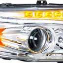 United Pacific 35803 Projection Headlight Assembly, RH, Chrome Housing, High/Low Beam, H11/HB3 Bulb, with Amber LED Signal Light, White LED Position Light and Amber LED Side Marker