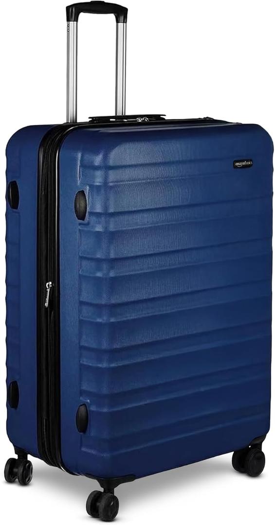 Amazon Basics 30" Hardside Large Checked Luggage with Multi-directional Wheels, Expandable for Up to 15% More Space, Scratch-Resistant Hardshell, Navy Blue
