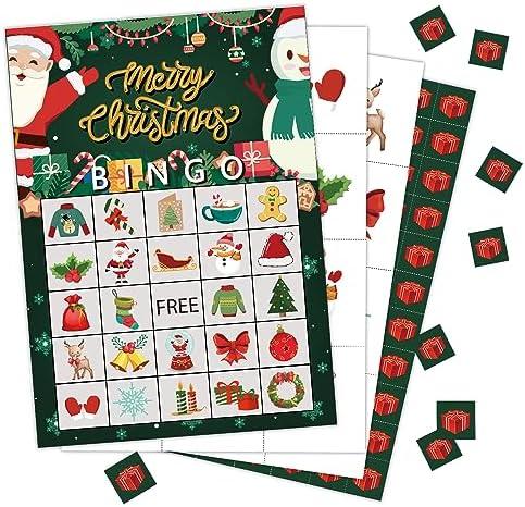 Zodvery Christmas Bingo Cards, Christmas Bingo Game, for New Year Christmas Party Games Favors Supplies, Group Game - 24 Players/ 11shengdan