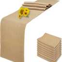 8 Pack 12 x 90 Inch Natural Burlap Table Runners,Rustic Jute Table Runner and Placemats Bulk for Western Wedding Table Decorations,Farmhouse Style Party,Holiday,Kitchen Table Decor