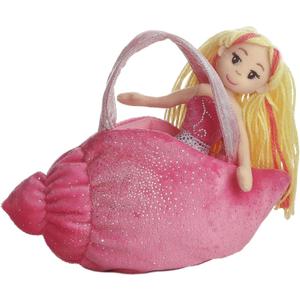 Aurora Enchanting Sea Sparkles Mermaid Conch Stuffed Animal - Imaginative Play - Magical Companions - Pink 9 Inches