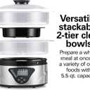 Hamilton Beach Digital Electric Food Steamer & Rice Cooker for Quick, Healthy Cooking for Vegetables and Seafood, Stackable Two-Tier Bowls, 5.5 Quart, Black & Stainless Steel