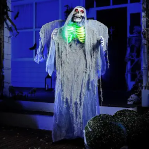 JOYIN 67" Halloween Decorations Outdoor, Life Size Animatronics Grim Reaper, Sound-Actived Haunted House Props Decors with Creepy Sound for Garden Yard Lawn Outside Indoor