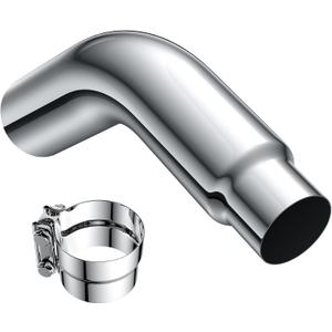 JY PERFORMANCE 4 Inch (ID) Diesel Exhaust Tip Elbow Tip 4'' Inlet 5'' Outlet 23'' Long Chrome Turndown Exhaust Tip with Clamp