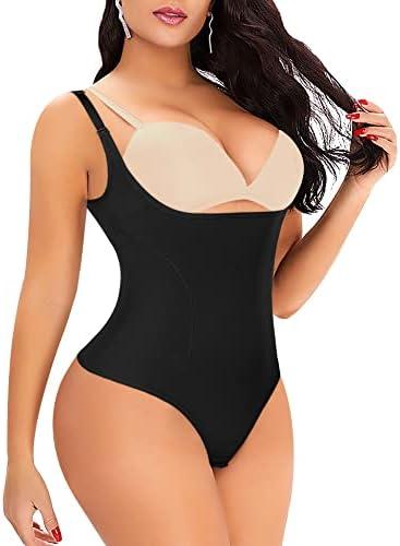 Werena Thong Shapewear Bodysuit for Women Tummy Control Open Bust Body Shaper Slimmer Shaping Thong, M