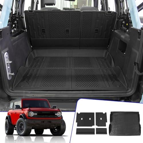 Rongtaod Cargo Mat Compatible with 2021-2024 2025 Ford Bronco 4 Door Trunk Mat Cargo Mat Cargo Liner Back Seat Cover Protector 2023 Bronco Accessories (Trunk Mat+Backrest Mats)