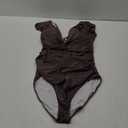 Blooming Jelly Womens Tummy Control Swimsuit V Neck One Piece Bathing Suits Slimming Lace-up Ruffle Swimwear, Size 2XL