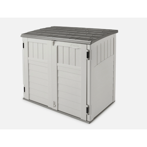 Suncast 34 Cu Ft Capacity Horizontal Outdoor Storage Shed for Garbage Cans, Garden Accessories, Backyard, and Patio Use, Vanilla (No Size)