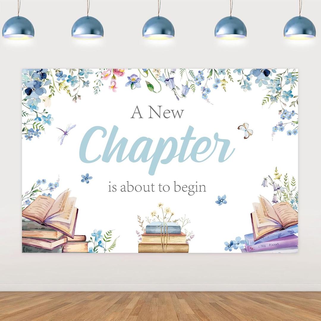 Storybook Theme Baby Shower Decoration Boy, a New Chapter is About to Begin Banner 5x3ft for Storybook Baby Shower, Gender Reveal Party Decoration