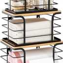 3 Pack Stackable Pantry Organizer,Stainless Steel Trash Bag Holder Dispenser,Kitchen Storage Organization for Kitchen Counter Sink,Laundry Room,Pantry, Black