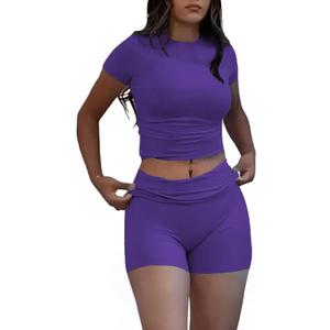 Nimsruc Two Piece Lounge Sets For Women short sets (Purple, XL)