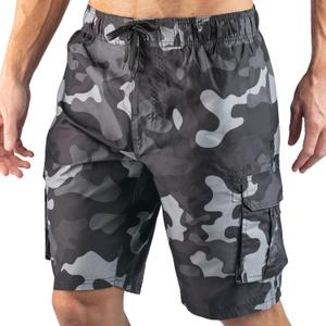Kanu Surf Men's Barracuda Swim Trunks, 9" Inseam (Regular & Extended Sizes) (Medium, Camo Black)