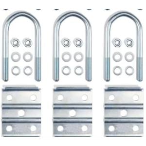 GREPSPUD 3Pcs Trailer Axle U Bolts Kit for 3500 lb 2-3/8'' Round Axle | 6-1/4'' Long 1/2'' Diameter U-bolt with Tie Plates, Rust Proof, Suspension Parts for 1-3/4'' Leaf Spring Boat Utility Trailer