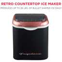 FRIGIDAIRE Retro Compact Ice Maker Machine, Bullet Ice, 26 lb per Day (BlackRoseGold)