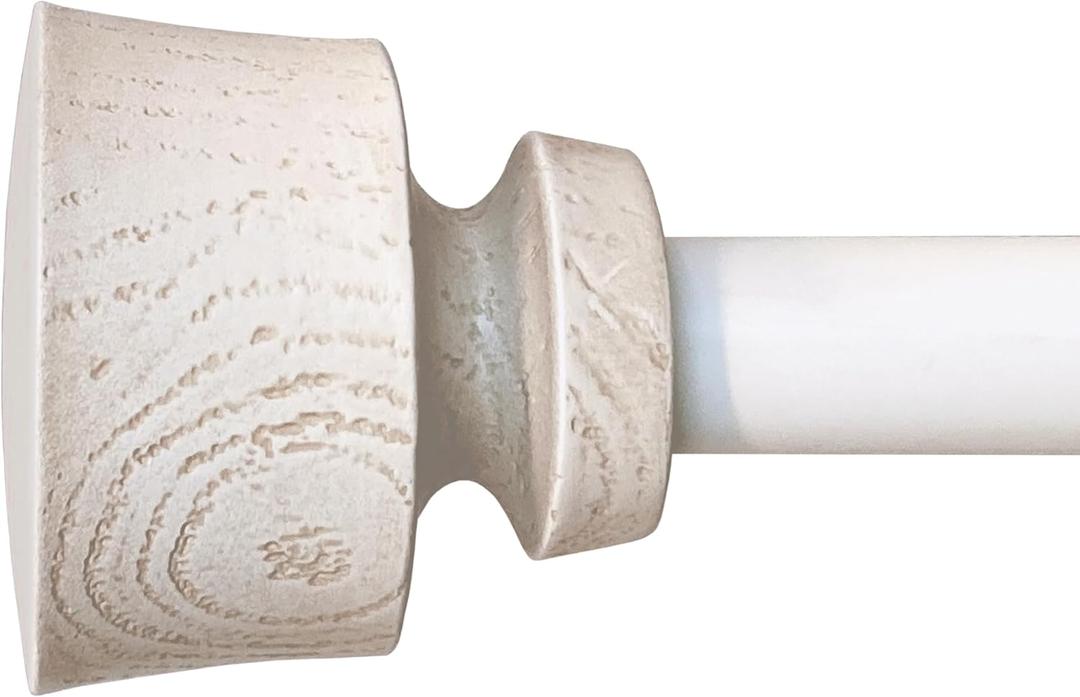 Stockton 26-48 Inch Adjustable Curtain Rod Set, 5/8 Inch Diameter in Antique White