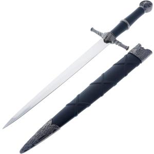 Wolf Steel Blade Silver Sword Style Medieval Dagger. for Collection, Gift, Cosplay at Renaissance Fair (Black-806)