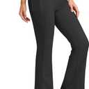 Women's Fleece Lined Pants with Pockets High Waist Thermal Flare Leggings Hiking Yoga Pants for Winter Cold Weather (Black)