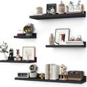 Floating Shelves for Wall Set of 5,Black Floating Shelves bathroom,30 Inch Natural Wood Book Shelf for Wall Mounted,Home Decor Display Shelving,Storage Shelves for Living Room,Bedroom,Kitchen