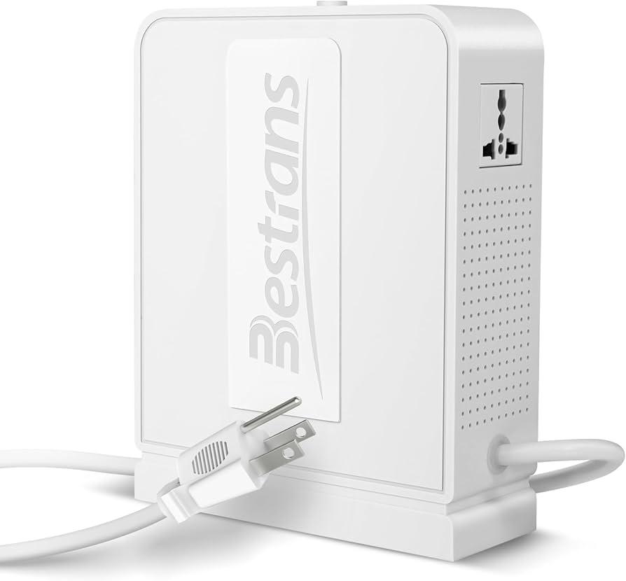 BESTRANS 1000W Step Up Transformer 110v to 220v Converter, Heavy Duty Voltage Converter 110v to 220v with Dual Outlets, Overload Protection & Ultra-Quiet Design for Home Appliances, Pearl White