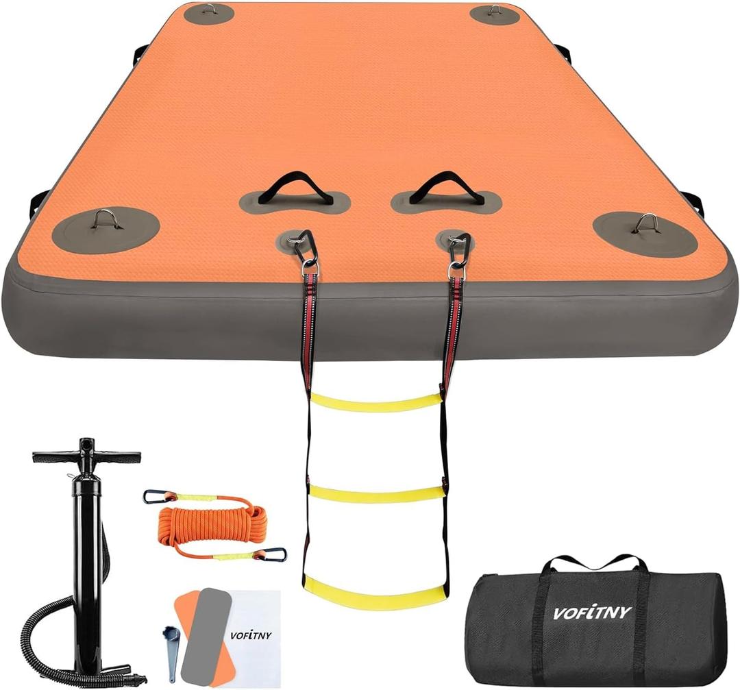 VOFiTNY Inflatable Floating Dock, Swim Platform Floating Dock for Lakes, Lake Floats for Adults, Island Raft Mat for Lake Beach Ocean, Non-Slip Surface