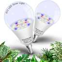 Full Spectrum Small Base E12 Candelabra Plant Grow Light Bulbs,Red Blue Yellow 5000K White Plant Growing Lamp Bulbs 10W with Balanced Spectrum for Indoor Seeds Greens Laboratory,School,Greenhouse,2Pcs