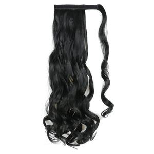 24" Long Curly Ponytailtail Synthetic Fiber Heat-Resistant Hairpiece With Hairpins Hair Extensions 1B 24IN