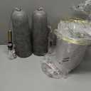 BOBOMOMO 27.25" Modern Table Lamp Set of 2, Gray Resin Lamp with Natural Stone Look, Lamps for Living Room with Linen Shades, Nightstand Lamp for Bedroom, Living Room, Entryway