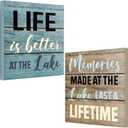 Yulejo 2 Pcs Summer Lake House Decor Memories at The Lake Life Is Better Wooden Motivational Rustic loch Cabin Home Wall Decor Primitive Country loch Sign for Farmhouse Kitchen