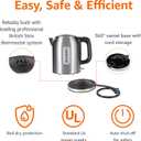 Amazon Basics Electric Kettle, Tea Kettle & Water Boiler with Auto Shut-Off, Boil Dry Protection, Strix Thermostat, BPA-Free, 1500W, 1.1Qt (1L), Stainless Steel, New Model, Black & Silver