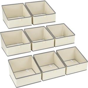 DIMJ Closet Storage Bins 6 Pack - Fabric Trapezoid Closet Organizer Bin, Foldable Storage Baskets for Shelves, Closet Shelf Organizer, Clothing Storage Box for Toys, Books, Towel, Clothes (6 Bins 11.4"x11.4"x7.8", Beige Gray)
