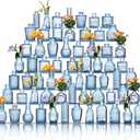 Glass Bud Vases Set of 64 - Blue Assorted Small Mini Glass Vases for Flowers, Crystal Vintage Vase Set, Bulk Centerpieces for Table Dcor, Wedding, Home and Events (Blue, 64 Pcs)