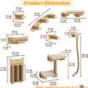 BYBYME 8 Pcs Cat Wall Climbing Set, Wood Cat Furniture with Scratching Posts, Kitten Perch, 100CM Sisal Rope & Cat Bed, Wall Mounted Cat Shelves for Sleeping, Playing & Relaxing（Natural Wood）