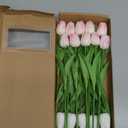 20pcs White Faux Tulips Flowers Fake Flowers Bouquets 13.5" Mother's Day Easter ValentineS Day Gifts in Home Kitchen Wedding Dining Table Decorations Aesthetic No Odor (White and Pink)