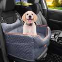 Dog Car Seat  Memory Foam Dog Booster Seat for Small Dogs Up to 25lbsElevated Pet Car Seat with Storage Pockets and Dog Seat BeltSoft Pet Travel Bed for Front & Back SeatsRemovable WashableGrey