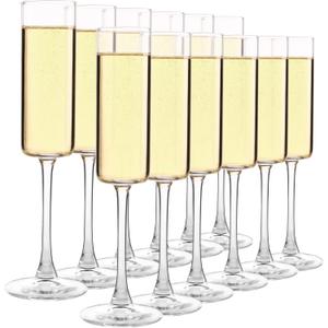 Elegant Champagne Glasses Set of 12, Glass Champagne Flutes for Birthday, Wedding, Party - 6 oz, Clear (12 Count)
