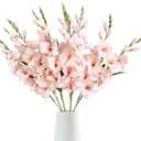 IPOPU 10 PCS Gladiolus Artificial Flowers 30.3 in Gladiolus Flowers Silk Gladiolus Flowers with Stems Artificial Gladiolus Flowers Faux Gladiolus for Home Wedding Office Decoration(Light Pink)